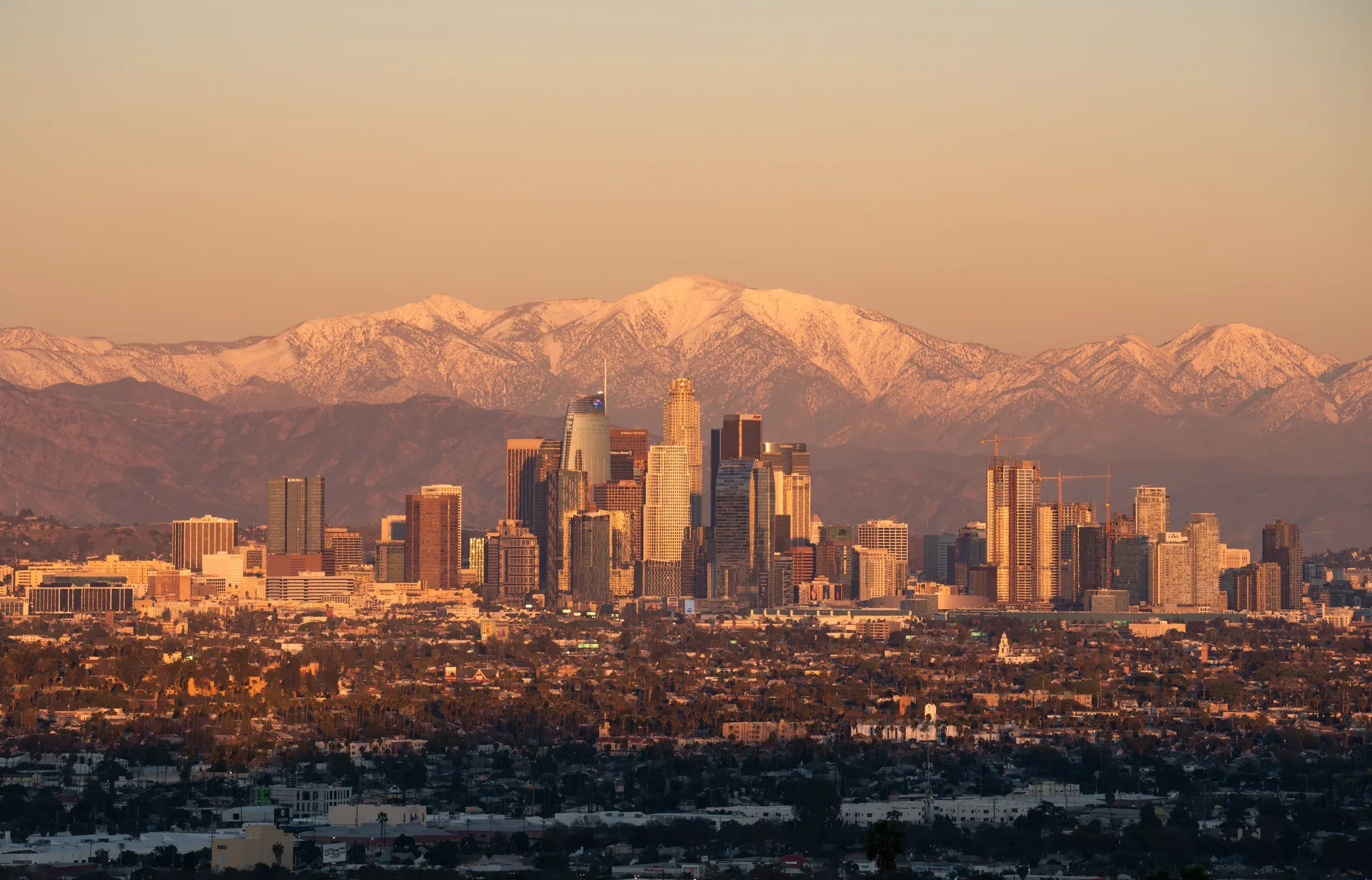 Los Angeles skyline at sunset